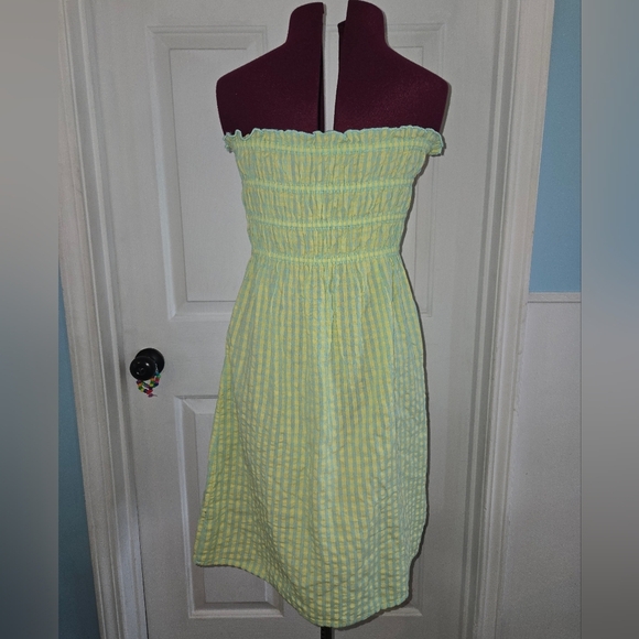 Free People One Shirred Ruffle Green Blue Mini Dress - Picture 3 of 7